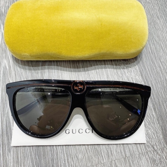 NWT Gucci GG0732S-001 Havana Aviator 61mm Sunglasses main image 9
